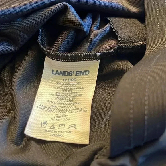 LANDS END black Tankini swim top size 12 DDD bra sized swim - Picture 5 of 6